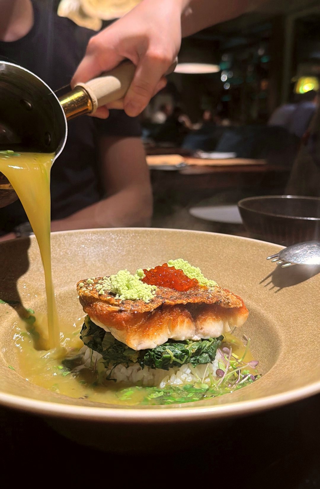 Golden Broth Poured Tableside at Birds of a Feather